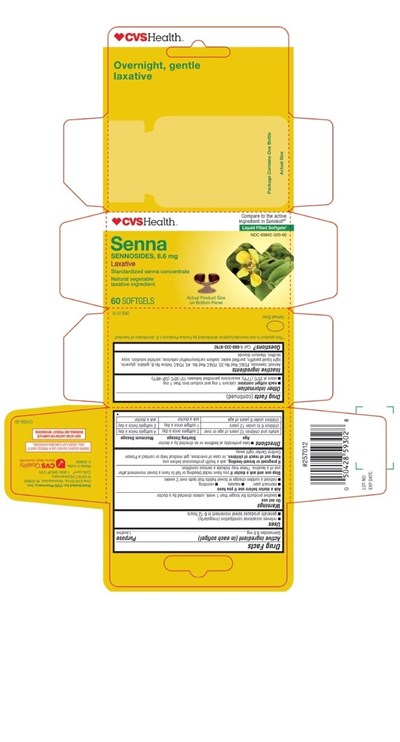 Principal Display Panel (CVS SENNA 60 Softgels Bottle Carton)